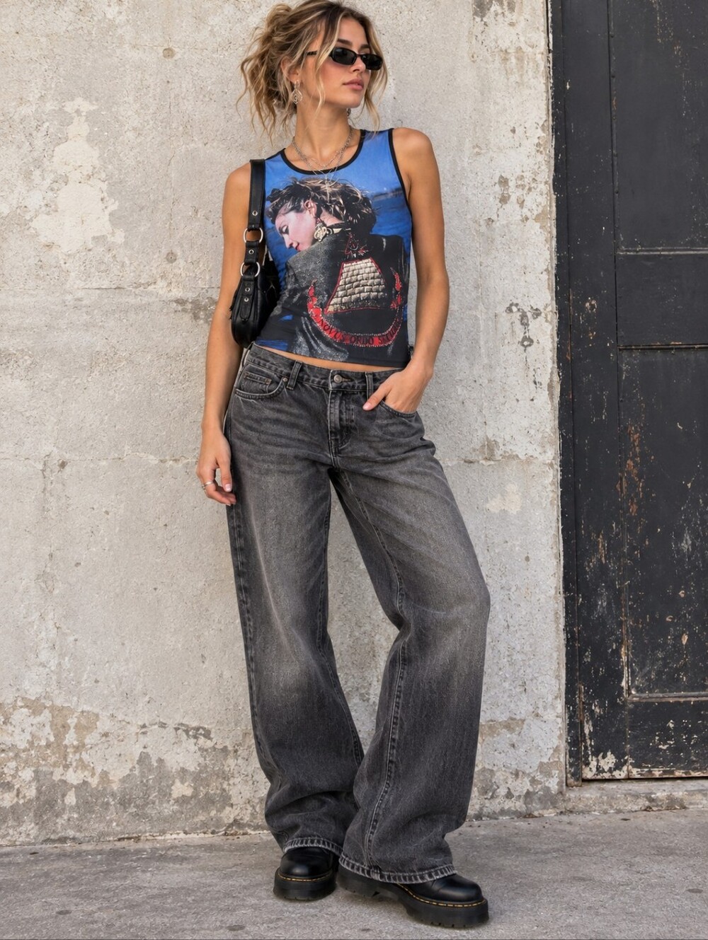 Ripple Junction Madonna Graphic Tank L Desperately Seeking Susan 90s Y2K Grunge